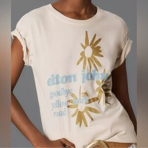 Letluv Elton John Graphic Tee in Cream and Gold/ size M/ Perfect condition